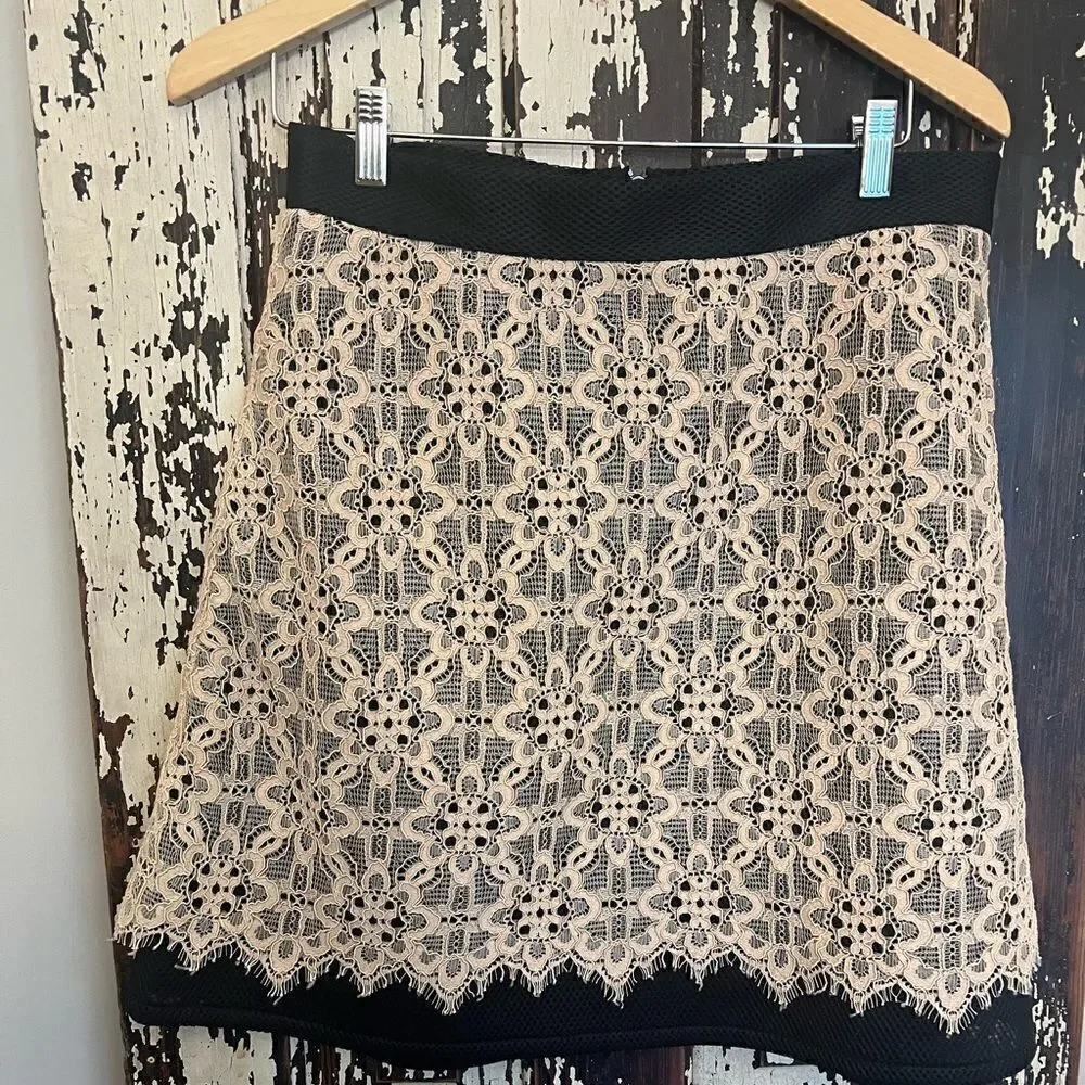 Women’s DKNY lace overlay back zip skirt. Size 8.
